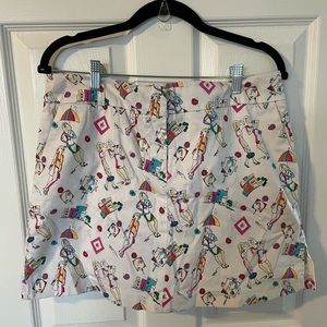 Attyre New York Womens Skort Skirt Size 12 Multicolor Print Belted pockets